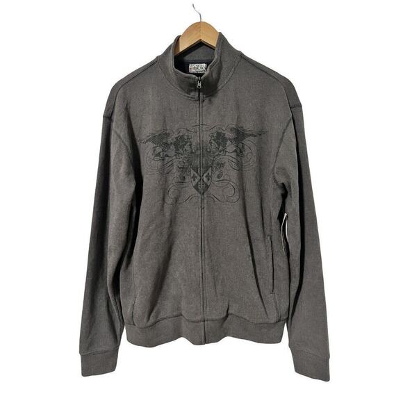 XG Extreme Men’s Full Zip Crest Graphic Sweatshirt Size M Gray Y2K Skater Grunge - Picture 1 of 10